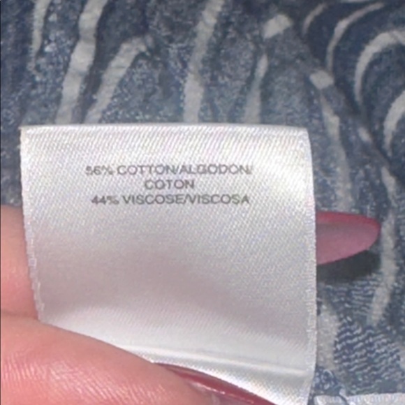 Anne Klein Linen Style Blue and White Shift T-Shirt Dress Striped Gold Accents - Picture 6 of 6